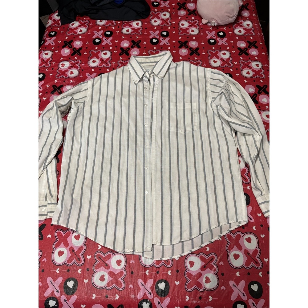 Vtg Mens Manhattan‎ Striped Dress Shirt Short Sleeve Size 17 Made In USA